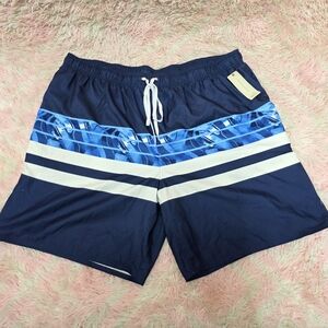 Peyton & Parker lined Men's swim trunks Blue w/strips, side pocket 4XL
